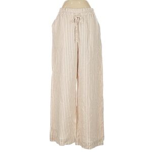 a new day Beige Striped Wide-Leg Pants Medium Linen